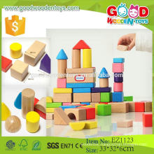2015 Factory Wholesale 100pcs Colorful Solid Wood Building Block Toys for Kids